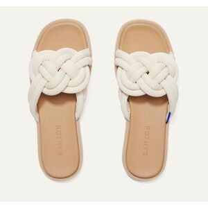 ROTHYS The Summer Sandal White Sand Knotted Slide Flats Size 9 EU 39 NEW Casual